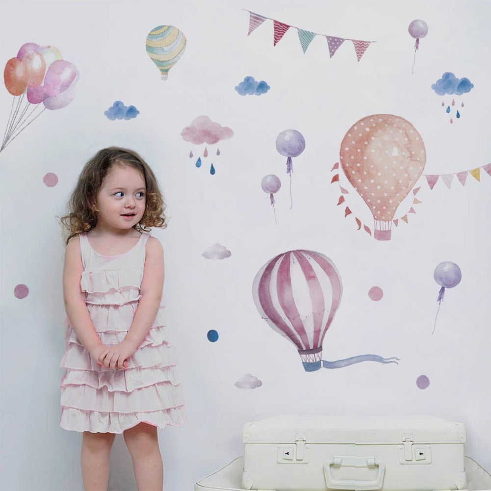 Hot Air Balloon Clouds Wall Stickers