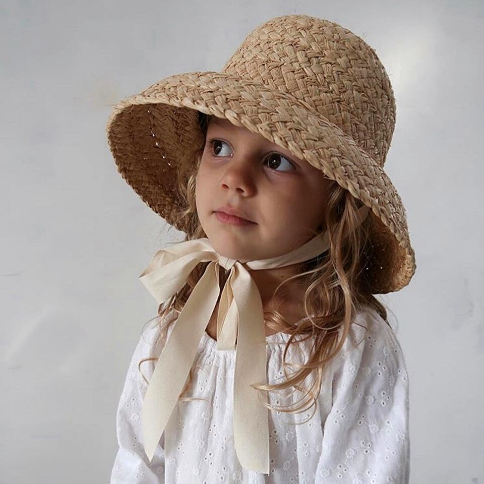 Hand-made Raffia Straw Kids Hat