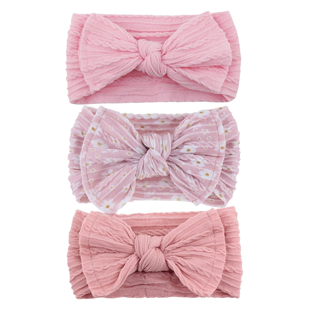 3Pcs/Set Cute Bowknot Baby Headbands Soft Elastic Nylon