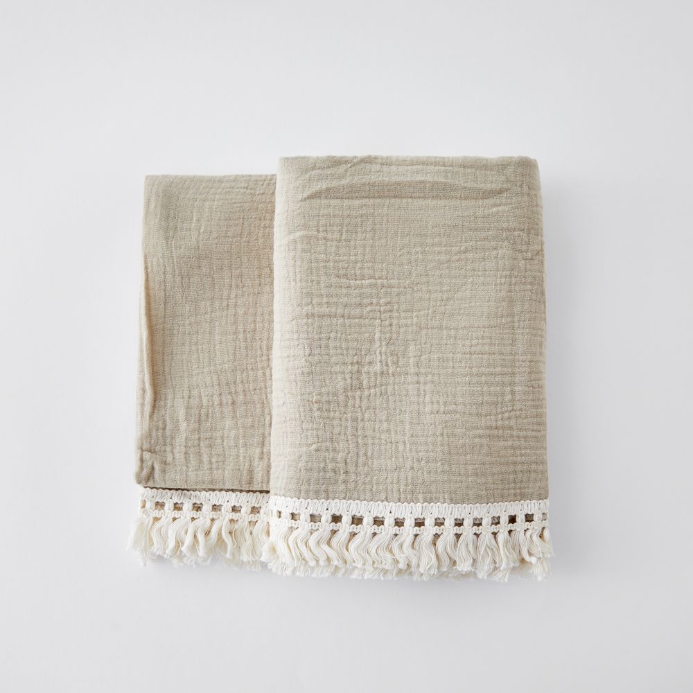 Bamboo Cotton Muslin Tassel Blanket