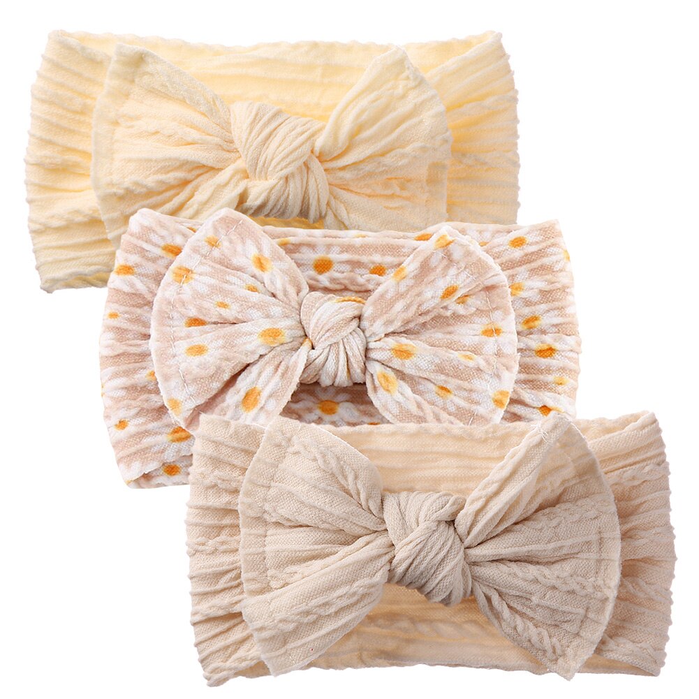 3Pcs/Set Cute Bowknot Baby Headbands Soft Elastic Nylon