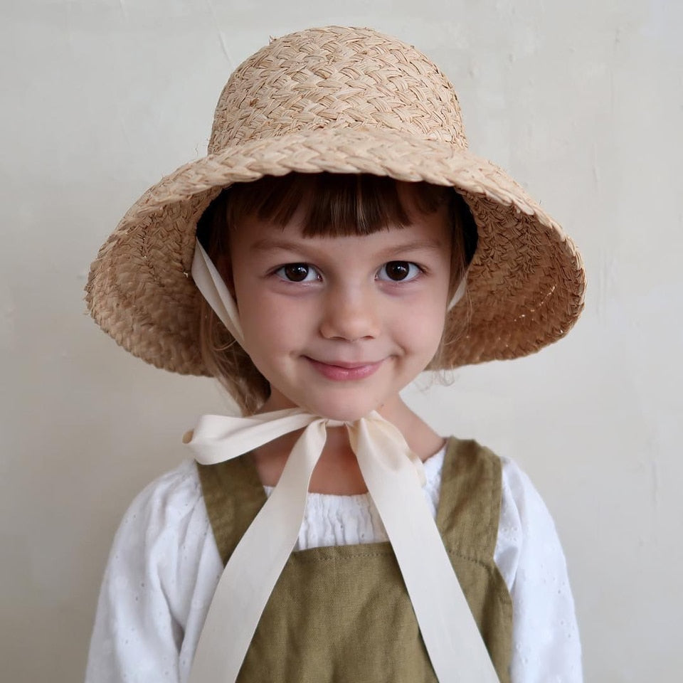 Hand-made Raffia Straw Kids Hat