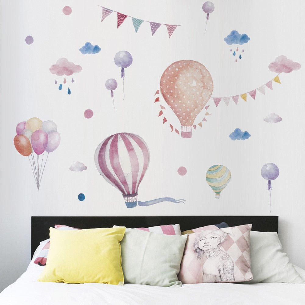 Hot Air Balloon Clouds Wall Stickers