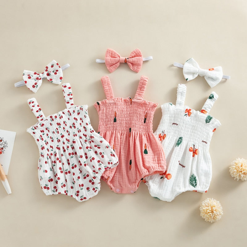 Baby Summer Cotton Rompers w/ Bow